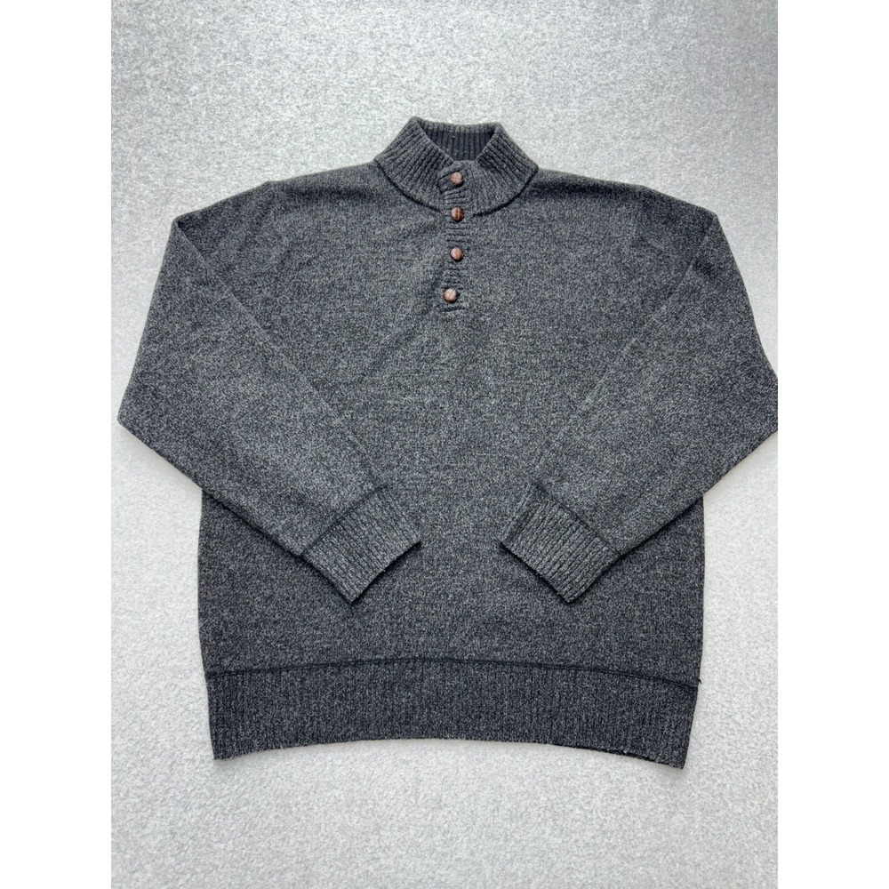 Daniele Blasi Sweater Mens XL Gray Wool Blend Italy Mock Neck Button Pullover - Picture 1 of 10